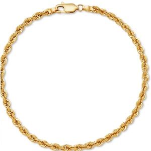 NWOT Macy's Lightweight Rope Link Chain Bracelet in 14k Gold